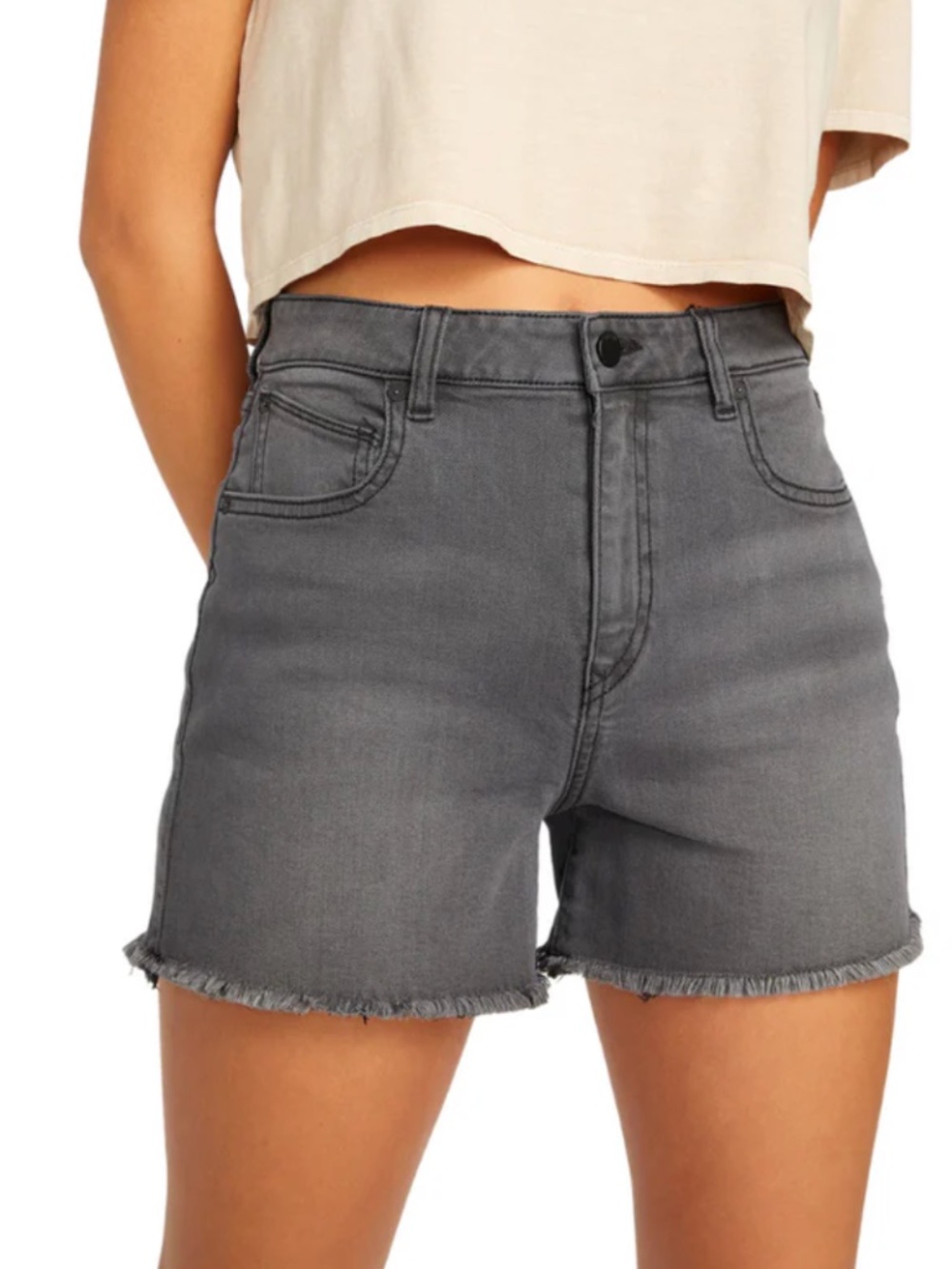 Volcom Gray High-Rise Denim Jean Shorts